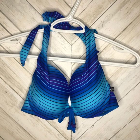 La vie en rose aqua swim bikini top blue halter - Picture 1 of 6